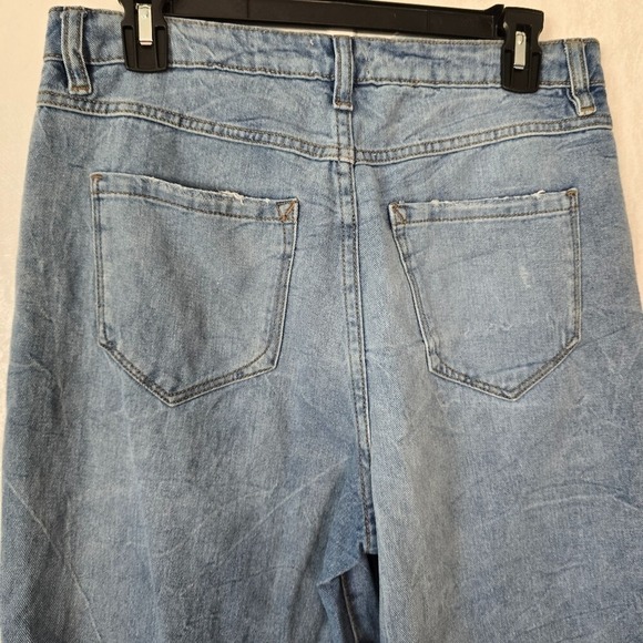Kensie True Vintage Womens 8 Jeans Blue Denim Wide Leg Cropped Baggy Split Hem - Picture 8 of 10